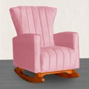 Ver imagem 2 de Poltrona Balanço C/ Puff Melinda Suede Rosa Barbie - Lm Decor