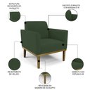 Ver imagem 3 de Sofá Namoradeira e 1 Poltrona Base Madeira Castanho Maressa Veludo Verde - Ibiza