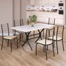 Conjunto Sala de Jantar Mesa Retangular 140x75cm Tampo Madeira Mdp 6 Cadeiras Rio - 1