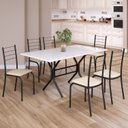 Ver imagem 1 de Conjunto Sala de Jantar Mesa Retangular 140x75cm Tampo Madeira Mdp 6 Cadeiras Rio