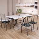 Ver imagem 1 de Conjunto Sala de Jantar Mesa Retangular 140x75cm Tampo Madeira Mdp 6 Cadeiras Rio