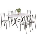 Ver imagem 2 de Conjunto Sala de Jantar Mesa Retangular 140x75cm Tampo Madeira Mdp 6 Cadeiras Rio