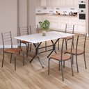 Ver imagem 1 de Conjunto Sala de Jantar Mesa Retangular 140x75cm Tampo Madeira Mdp 6 Cadeiras Rio