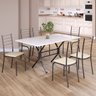 Conjunto Sala de Jantar Mesa Retangular 140x75cm Tampo Madeira Mdp 6 Cadeiras Rio - 1