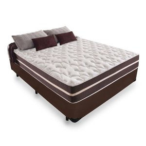 Cama Box Marrom Casal + Colchão Casal Classic Superlastic (138x188) - Mola - Anjos