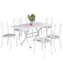 Ver imagem 2 de Conjunto Sala de Jantar Mesa Retangular 140x75cm Tampo Madeira MDP 6 Cadeiras Rio Branco/Paraopeba