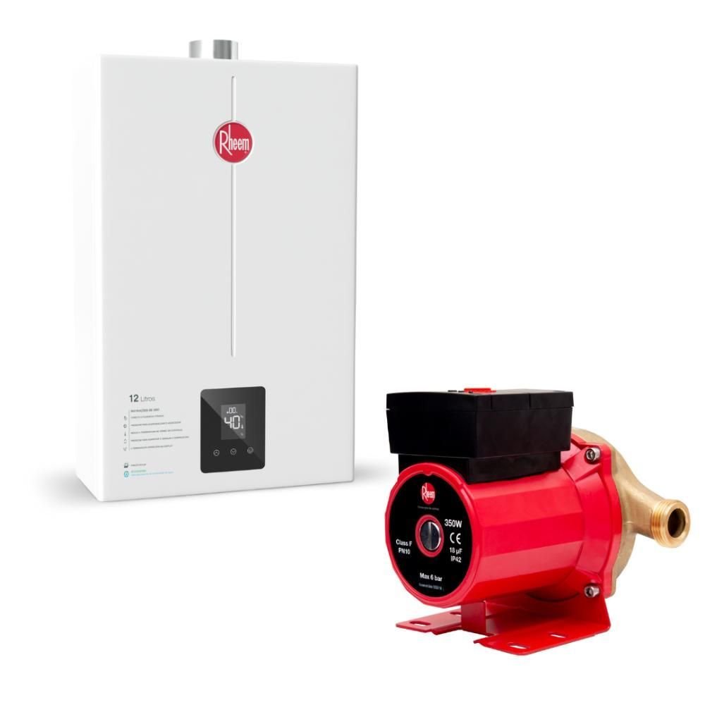 Kit Aquecedor 12 Litros Glp Bivolt + Bomba 350w 127v Rheem