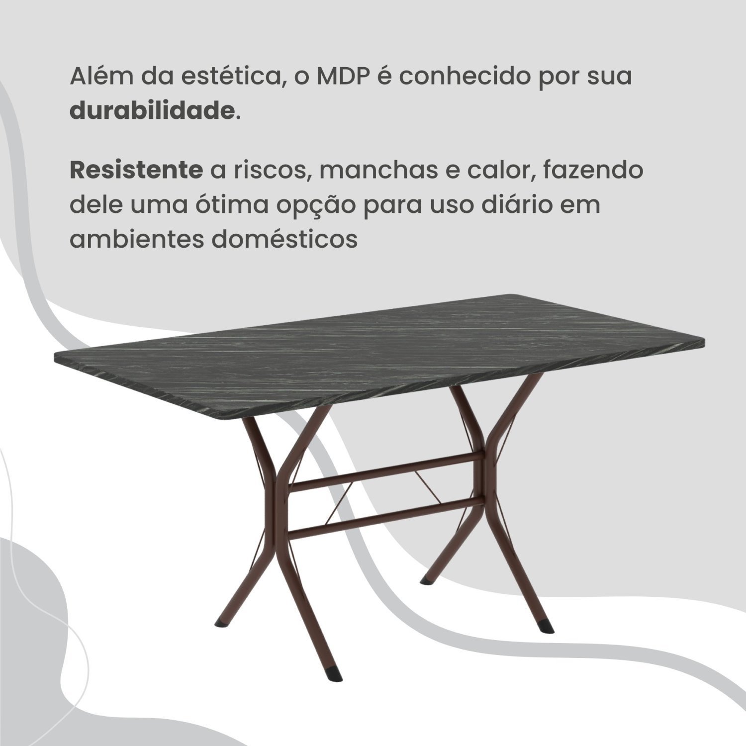 Conjunto Sala de Jantar Mesa Retangular 100x60cm Tampo Madeira Mdp Ardósia Indiana 4 Cadeiras Rio - 8