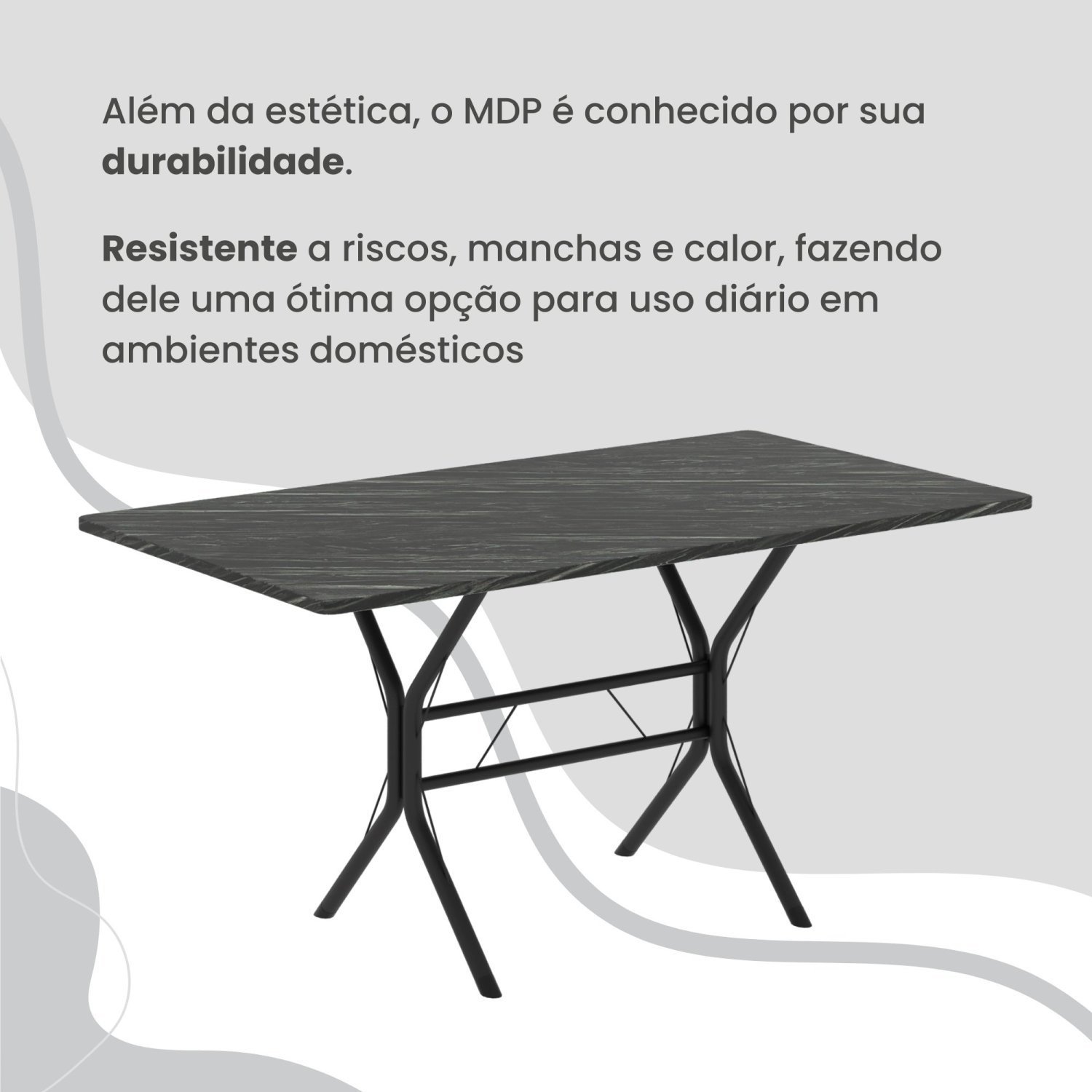 Conjunto Sala de Jantar Mesa Retangular 100x60cm Tampo Madeira Mdp Ardósia Indiana 4 Cadeiras Rio - 8