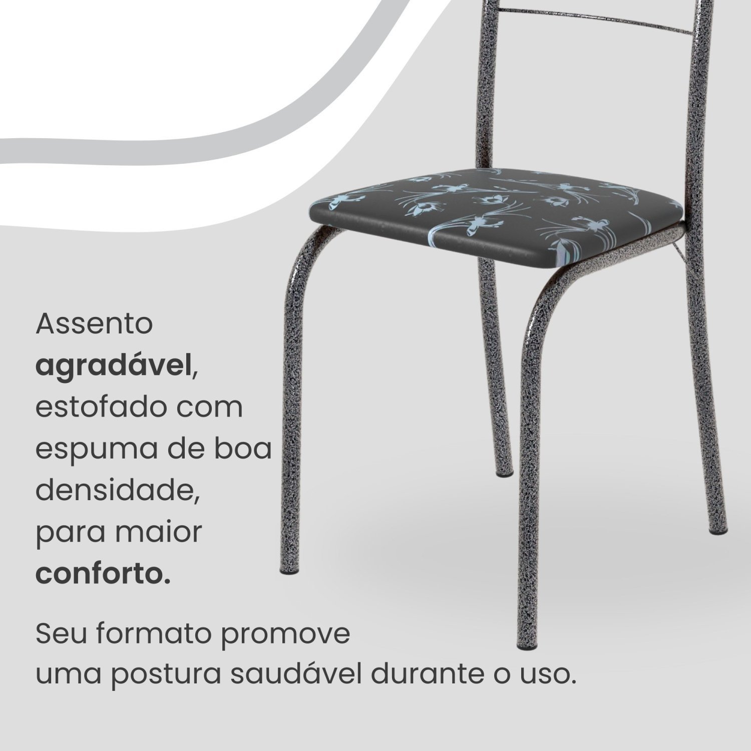 Conjunto Sala de Jantar Mesa Retangular 100x60cm Tampo Madeira Mdp Ardósia Indiana 4 Cadeiras Rio - 6