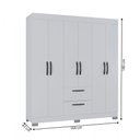 Ver imagem 4 de Guarda-roupa Solteiro Tóquio 6 Portas 2 Gavetas Branco - Poquema