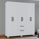 Ver imagem 1 de Guarda-roupa Solteiro Tóquio 6 Portas 2 Gavetas Branco - Poquema