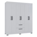 Ver imagem 2 de Guarda-roupa Solteiro Tóquio 6 Portas 2 Gavetas Branco - Poquema