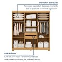 Ver mais imagens de Guarda Roupa Casal 6 Portas 2 Gavetas com Espelho 100% MDF Norten Marrom/Cinamomo