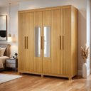 Ver imagem 1 de Guarda Roupa Casal 6 Portas 2 Gavetas com Espelho 100% MDF Norten Marrom/Cinamomo