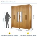 Ver imagem 4 de Guarda Roupa Casal 6 Portas 2 Gavetas com Espelho 100% MDF Norten Marrom/Cinamomo