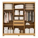 Ver imagem 2 de Guarda Roupa Casal 6 Portas 2 Gavetas com Espelho 100% MDF Norten Marrom/Cinamomo