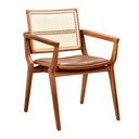 Ver imagem 1 de Cadeira para Mesa de Jantar Katy 59cm Madeira Maciça com Braço | Courino Marrom Claro - Sallar Home