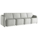 Ver imagem 4 de Sofá Cama Modulado Retrátil e Reclinável Decorativo Varsóvia 316cm Linho Cinza G33 - Gran Belo