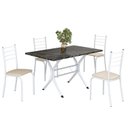 Ver imagem 2 de Conjunto Sala de Jantar Mesa Retangular 100x60cm Tampo Madeira MDP Ardósia Indiana 4 Cadeiras Rio Branco/Creme