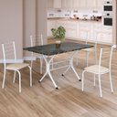 Ver imagem 1 de Conjunto Sala de Jantar Mesa Retangular 100x60cm Tampo Madeira MDP Ardósia Indiana 4 Cadeiras Rio Branco/Creme