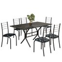 Ver imagem 2 de Conjunto Sala de Jantar Mesa Retangular 140x75cm Tampo Madeira MDP Indiana 6 Cadeiras Rio Preto/Floral/Fosco