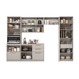 Cozinha Modulada 5 Peças Essence 100% Mdf com Cristaleira Itatiaia - 4 Cozinha Modulada 5 Peças Essence 100% Mdf com Cristaleira Itatiaia - 4