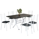 Ver imagem 2 de Conjunto Sala de Jantar Mesa Retangular 140x75cm Tampo Madeira Mdp Indiana 6 Cadeiras Rio