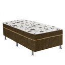 Ver imagem 1 de Cama Box Solteiro Suede Marrom + Colchão Solteiro Suede Marrom Orto Molas Ensacada 88x188x55