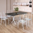 Ver imagem 1 de Conjunto Sala de Jantar Mesa Retangular 140x75cm Tampo Madeira MDP Indiana 6 Cadeiras Rio Branco/Paraopeba