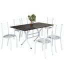 Ver imagem 2 de Conjunto Sala de Jantar Mesa Retangular 140x75cm Tampo Madeira MDP Indiana 6 Cadeiras Rio Branco/Paraopeba