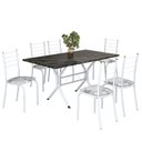 Ver imagem 2 de Conjunto Sala de Jantar Mesa Retangular 140x75cm Tampo Madeira Mdp Indiana 6 Cadeiras Rio