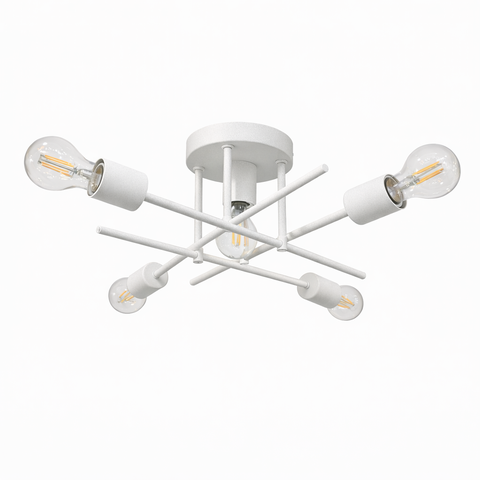 Plafon Central Aluminio Teto e27 5 Luzes Lumini Lab - Branco Microtextura