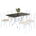 Ver imagem 2 de Conjunto Sala de Jantar Mesa Retangular 140x75cm Tampo Madeira Mdp Indiana 6 Cadeiras Rio