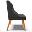 Ver mais imagens de Kit 2 Cadeiras Decorativas Sala de Jantar Pés Palito de Madeira Firenze PU Preto Fosco/Natural G19 -