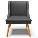 Ver imagem 6 de Kit 2 Cadeiras Decorativas Sala de Jantar Pés Palito de Madeira Firenze PU Preto Fosco/Natural G19 -