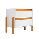 Ver imagem 2 de Mesa de Cabeceira Verona com 2 Gavetas e Pés em Madeira Design Moderno para Quarto - Branco/nature