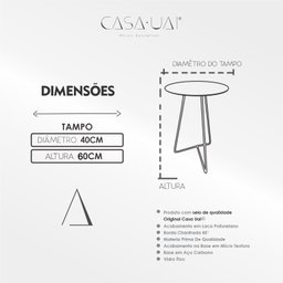 Mesa de Canto Lateral Paris Metal 60x40 Cm - 4