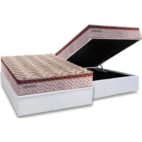 Cama Box Baú Casal: Colchão Molas Ensacadas Paropas MasterPocket Esplêndido Bordô + Base CRC Courano