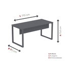 Ver imagem 4 de Mesa Madeira M150/70P25TUB 150cm Industrial Grafito Cinza