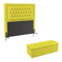Ver imagem 1 de Kit Cabeceira Estofada Decorativa Pegasus e Calçadeira Sagitarius 160 Para Cama Queen Sued Amarelo A
