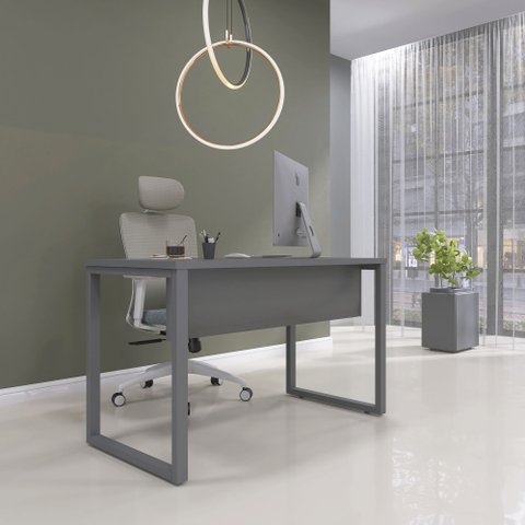 Mesa Madeira M1700/700P25TUB 170cm Industrial Grafito Cinza