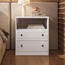 Ver imagem 1 de Mesa Cabeceira 2 Gavetas Puxador 56,7CM100% MDF Cor:Branco