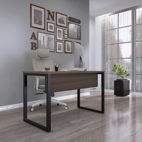 Mesa Madeira M1700/700P25TUB 170cm Industrial Walnut e Preto Marrom