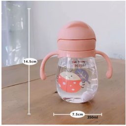 Copo de Transição Infantil 350ml com Alça e Canudo Antivazamento – Facilite a Transição do Seu Bebê: - 4