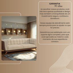Sofá 3 Lugares 240cm com Pés em Madeira Linha Premium Compose em Bouclê Off-white e Corino Marrom - 8