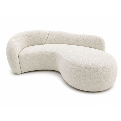 Sofá Zah 210 cm 3 Lugares Luxo Orgânico Curvo Bouclé Premium:Bouclé Off White