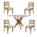Ver imagem 1 de Conjunto Sala de Jantar com Mesa Monalisa e 6 Cadeiras Rainha Natural/off White Nesher