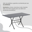 Ver mais imagens de Conjunto Sala de Jantar Mesa Retangular 120x75cm Tampo Granito Ocre 4 Cadeiras Rio Prata/Preto Floral/Mart