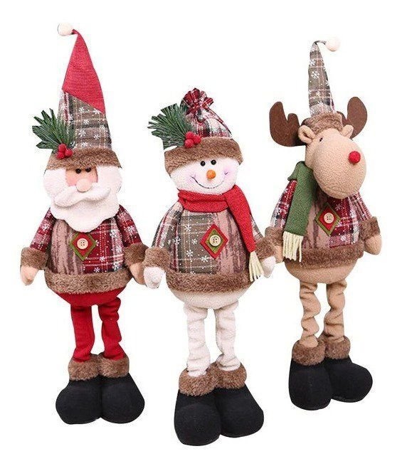 Kit Trio Bonecos de Natal Boneco de Neve Papai Noel Rena 50cm - 7